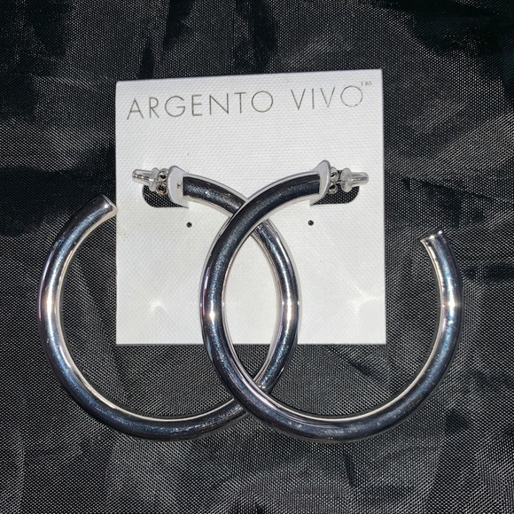 Argento Vivo Jewelry - Argento Vivo Large Silver Color Thick Hoop NWOT
